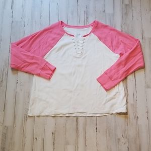 Justice pink/white sweatshirt